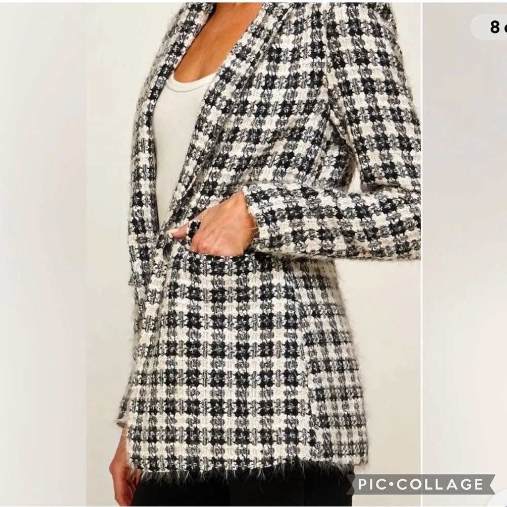 SOLD Melrose With Love Black, Ivory and White Tweed & Houndstooth Blazer